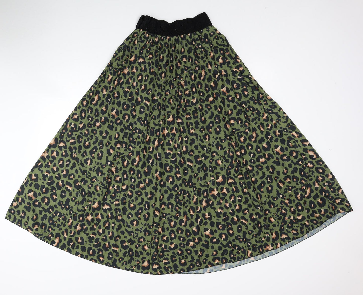 Made in Italy Womens Green Animal Print Viscose Flare Skirt One Size