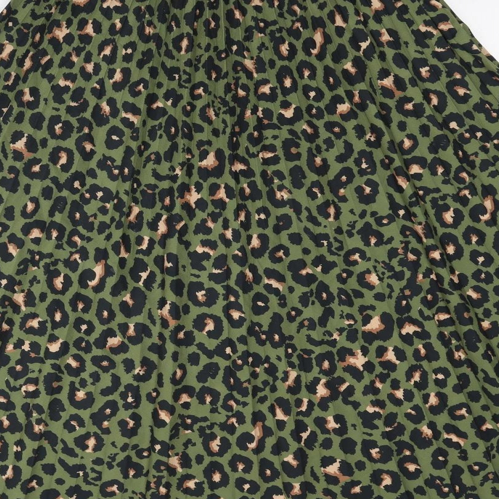 Made in Italy Womens Green Animal Print Viscose Flare Skirt One Size