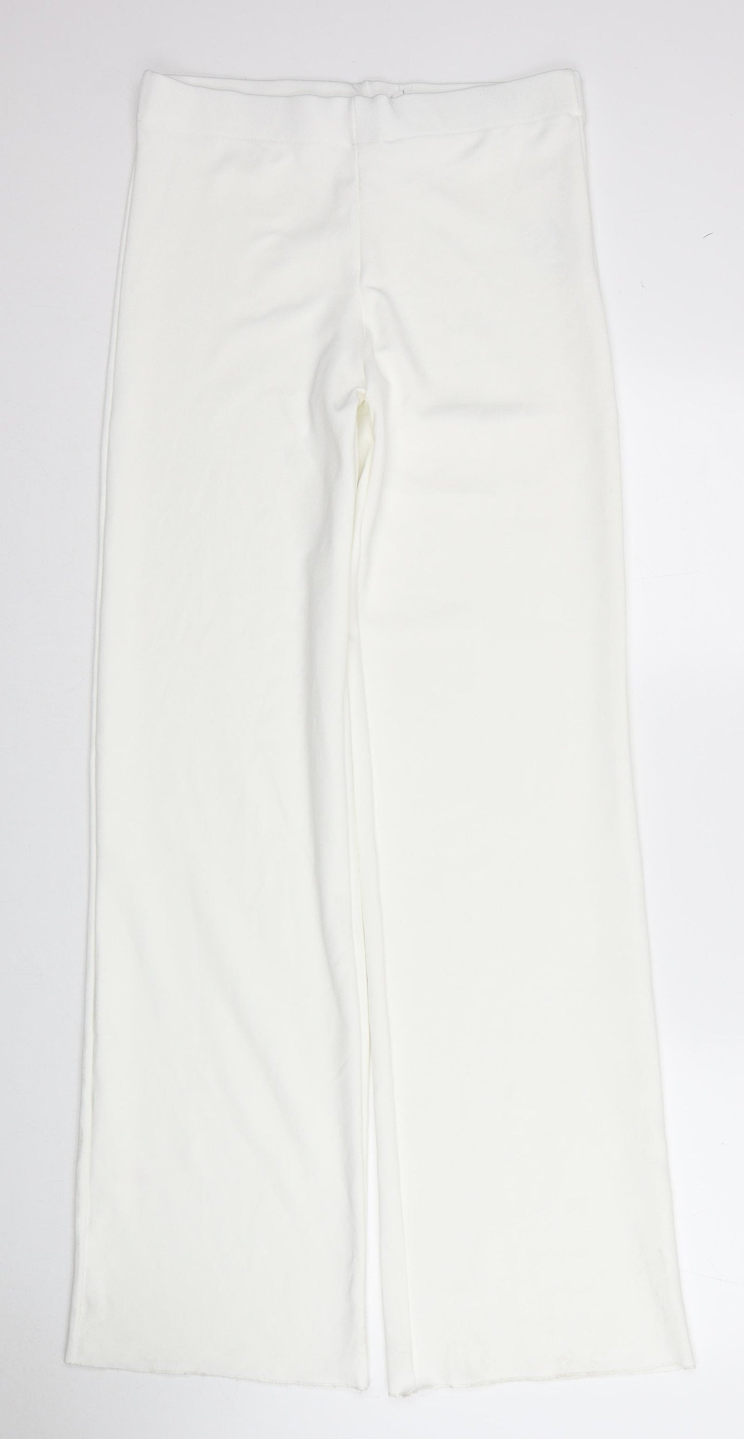 Zara Womens White Polyester Trousers Size L Regular
