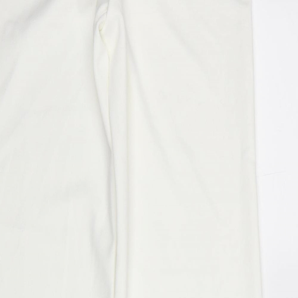Zara Womens White Polyester Trousers Size L Regular