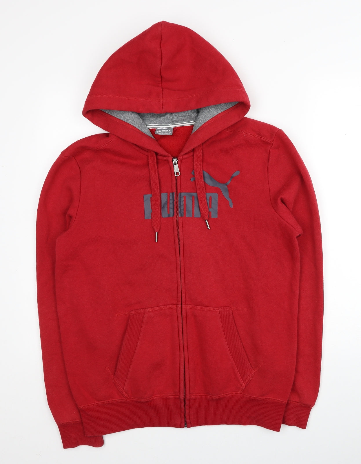 PUMA Mens Red Cotton Full Zip Hoodie Size S