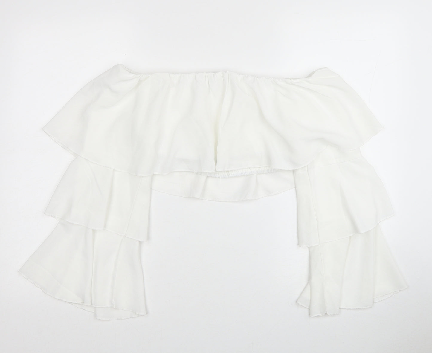 SheIn Womens White Polyester Cropped Blouse Size S Off the Shoulder