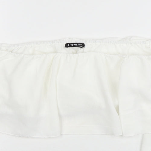 SheIn Womens White Polyester Cropped Blouse Size S Off the Shoulder