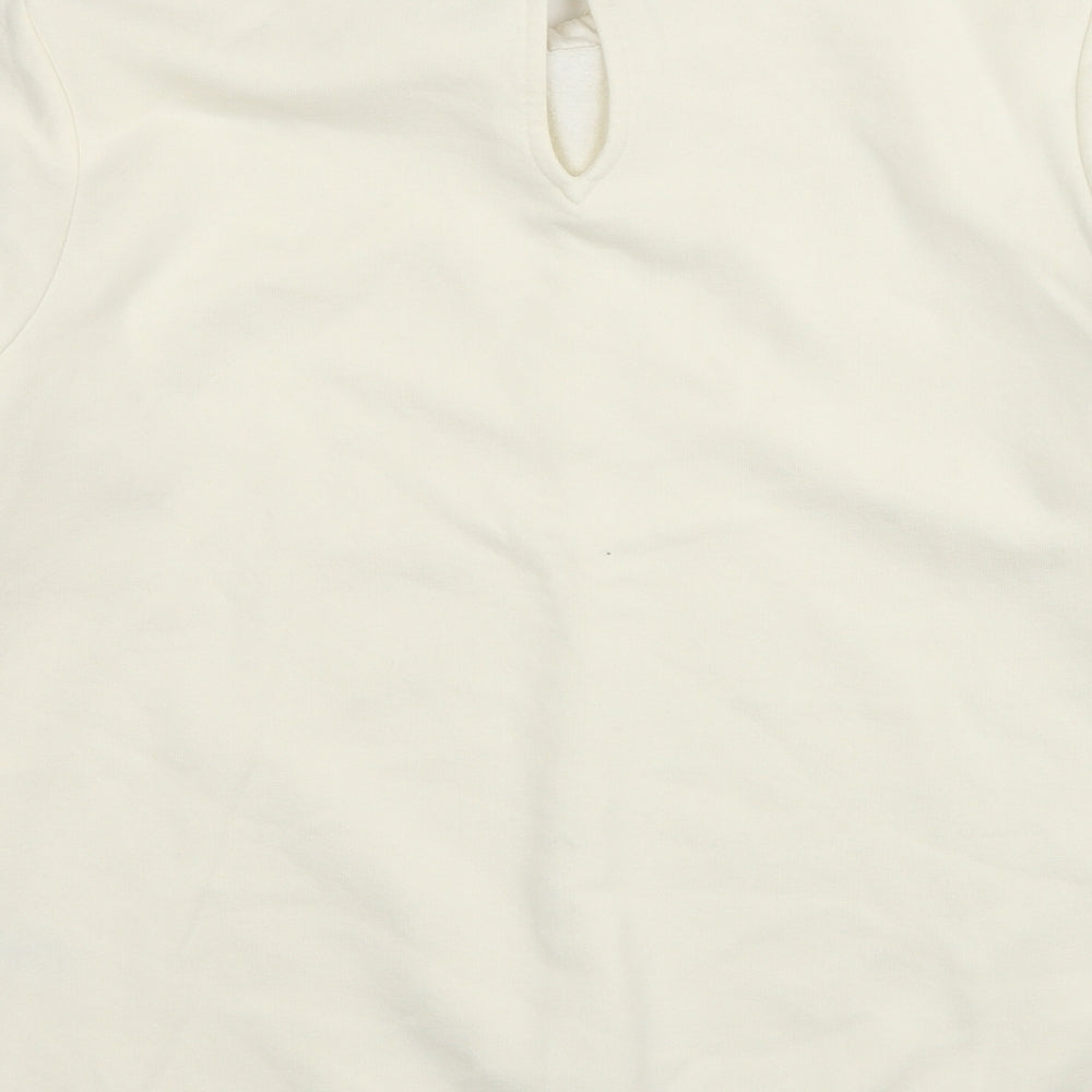 Marks and Spencer Womens Ivory Cotton Pullover Sweatshirt Size 14 Pullover - Embroidery on Collar
