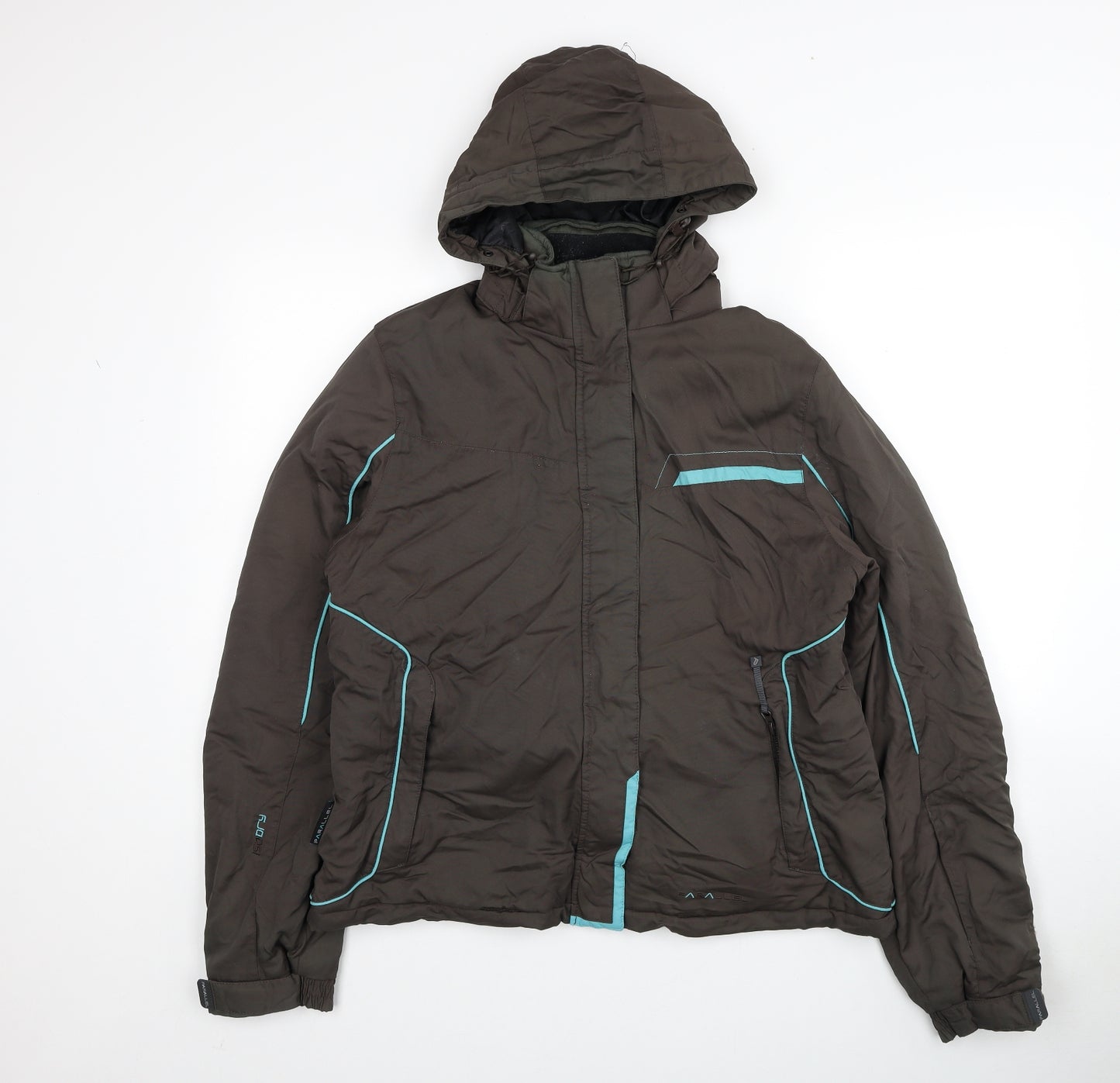 Parallel Womens Brown Rain Coat Coat Size 14 Zip