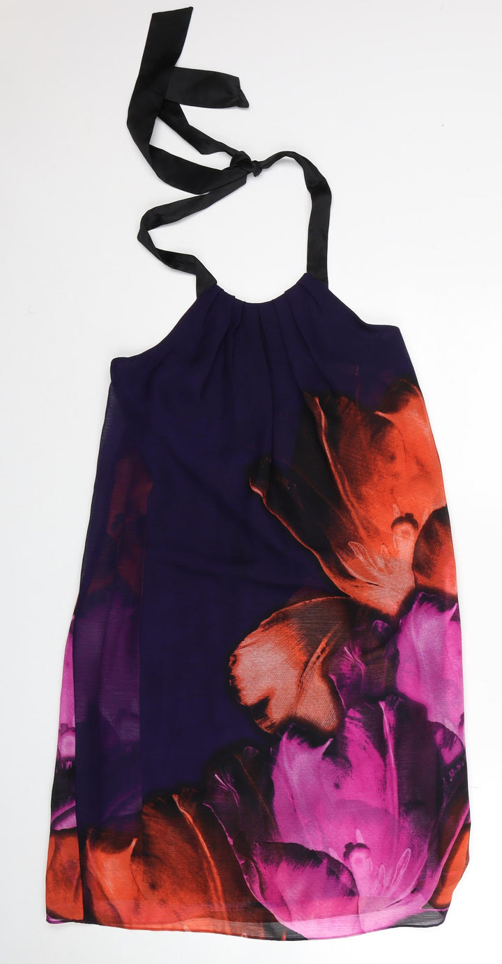 Le Chateau Womens Multicoloured Floral Polyester Shift Size XS Halter Zip