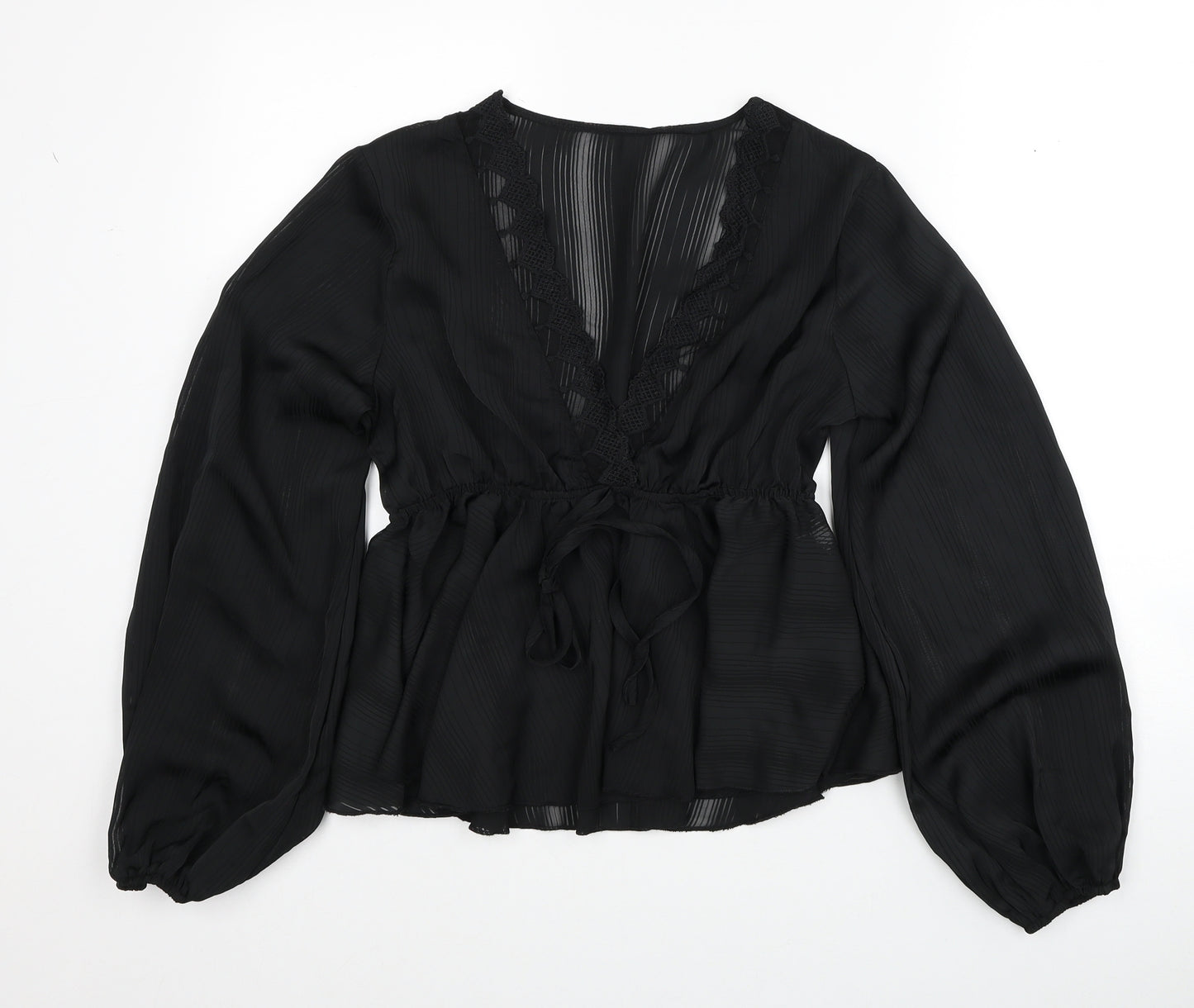 SheIn Womens Black Polyester Basic Blouse Size M V-Neck
