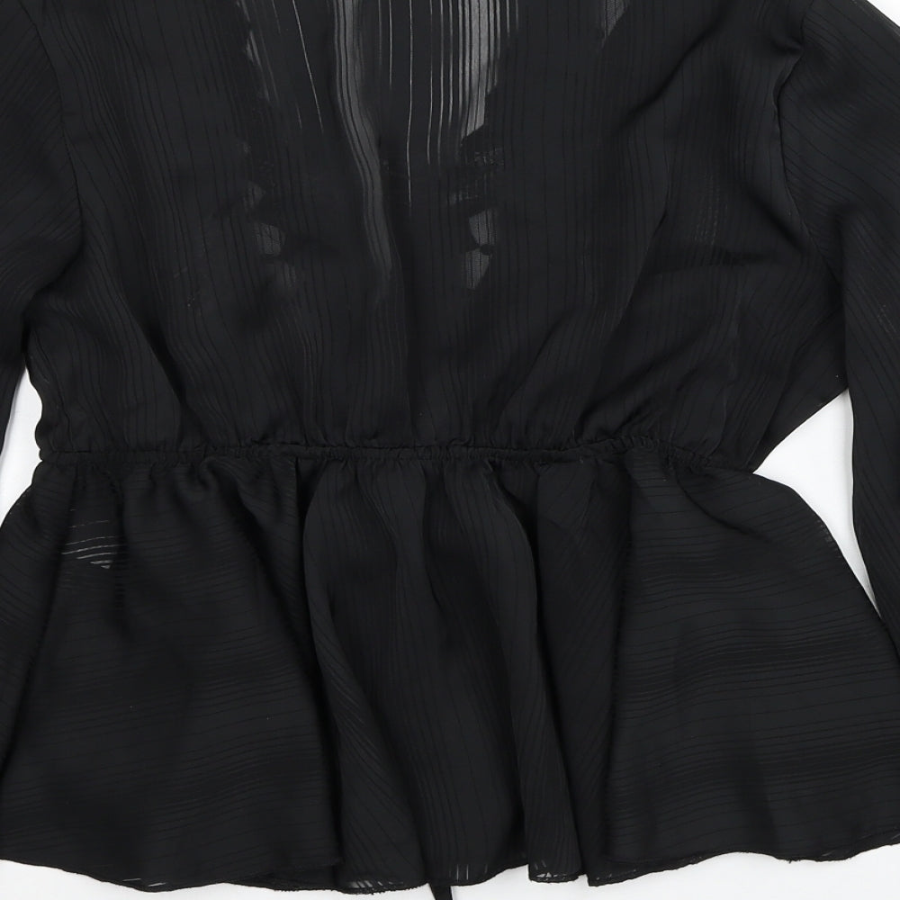 SheIn Womens Black Polyester Basic Blouse Size M V-Neck