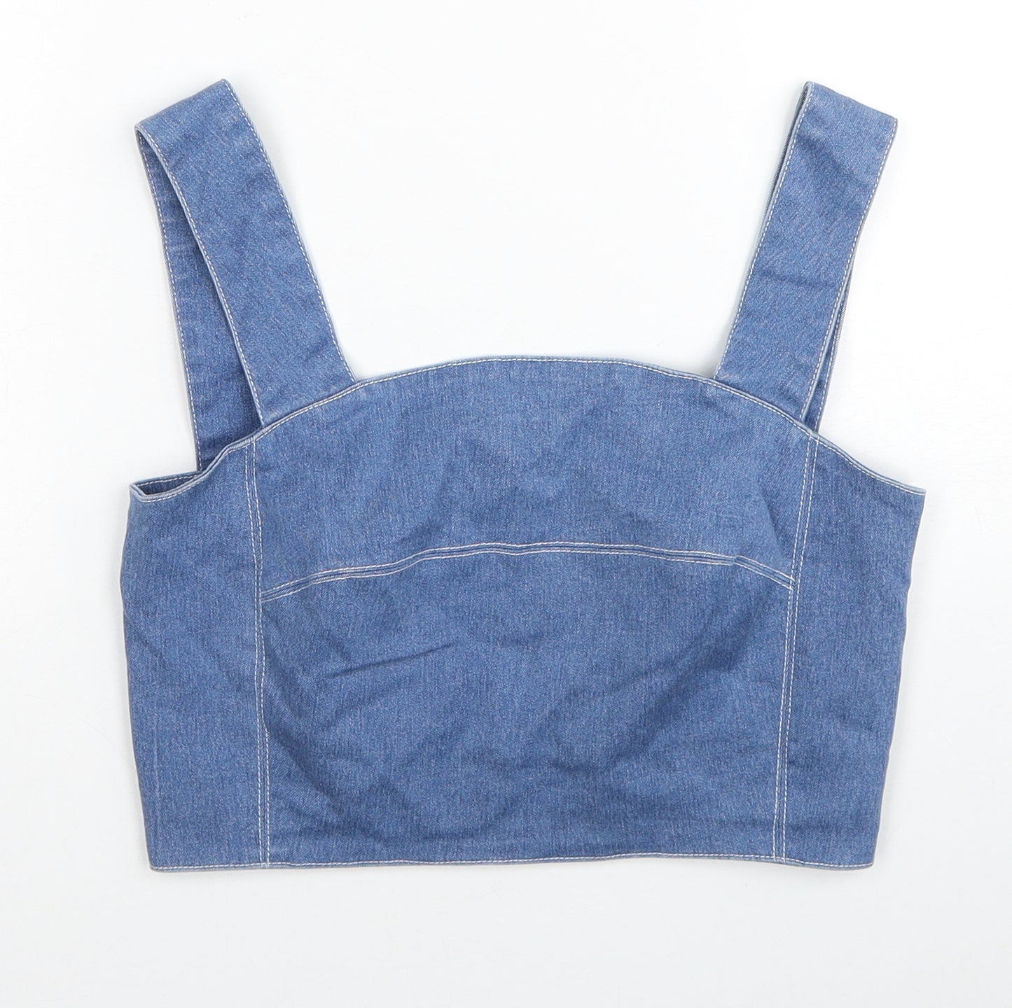 Ukulele Womens Blue Cotton Cropped Tank Size 10 Square Neck