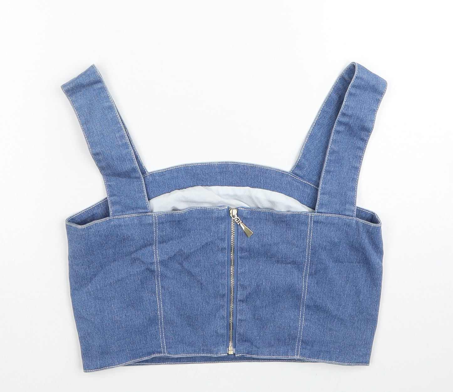 Ukulele Womens Blue Cotton Cropped Tank Size 10 Square Neck