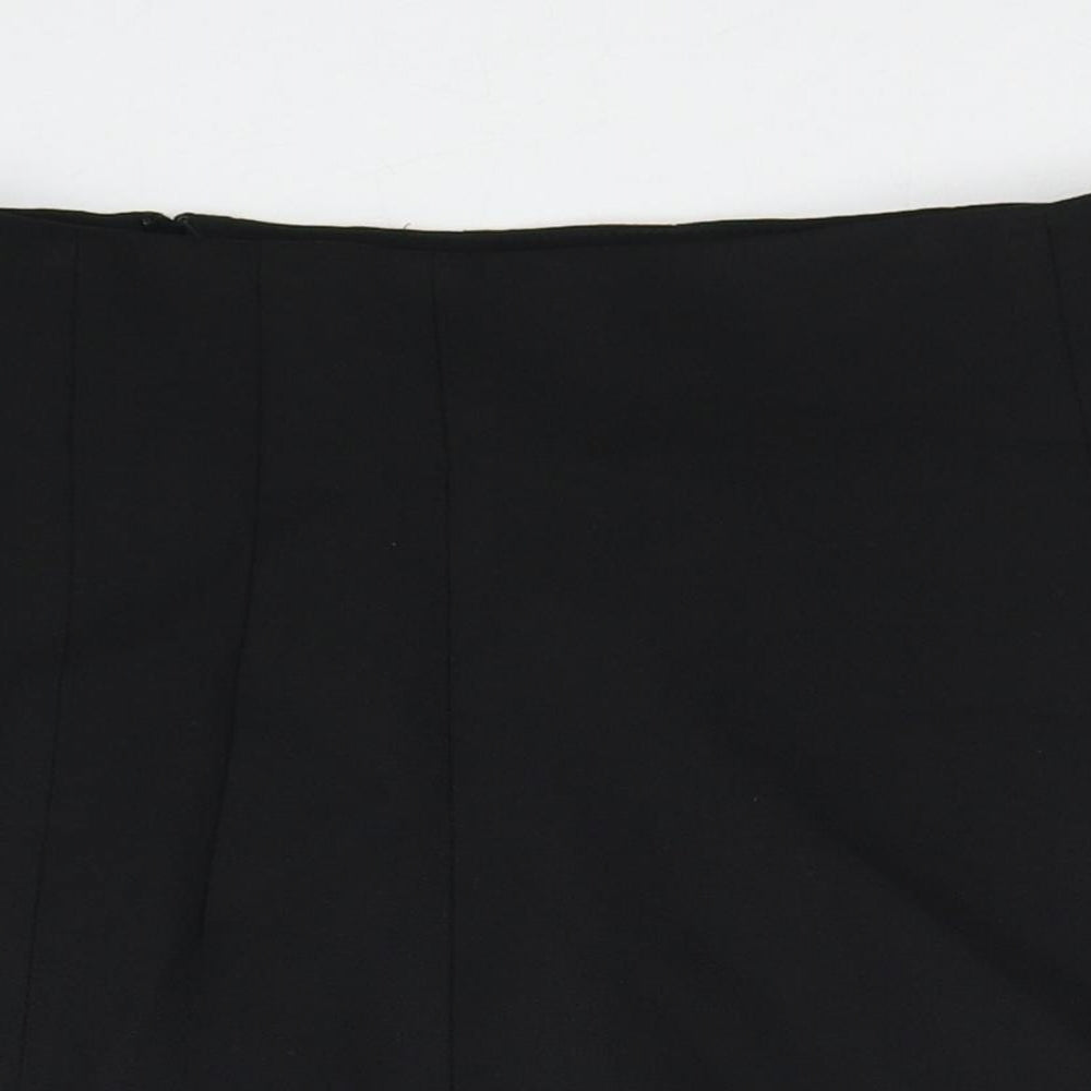 Zara Womens Black Polyester A-Line Skirt Size S Zip