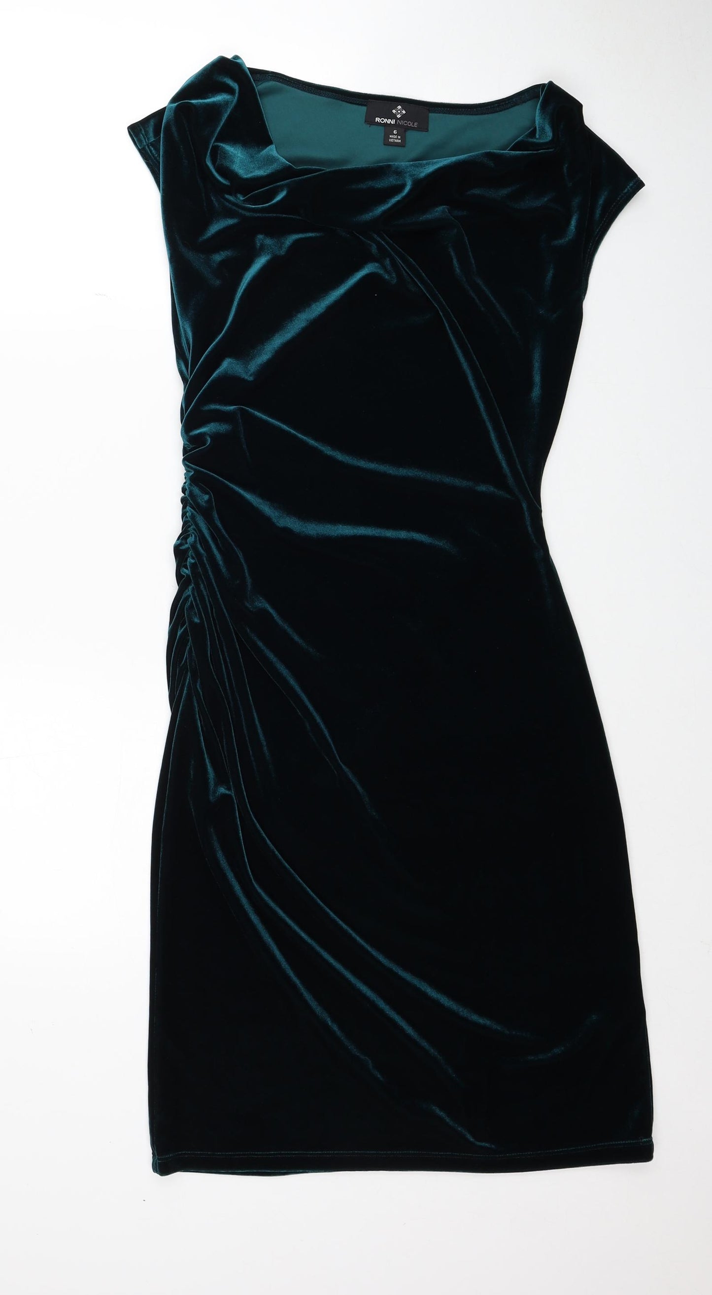 Ronni Nicole Womens Green Polyester Pencil Dress Size 6 Boat Neck Pullover