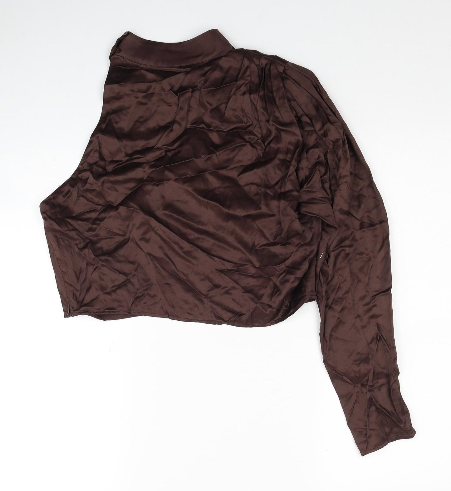 Zara Womens Brown Viscose Basic Blouse Size XL One Shoulder