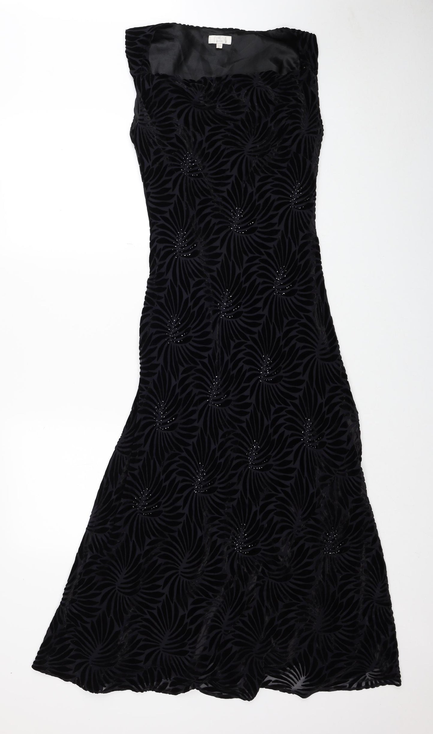 CC Womens Black Geometric Viscose A-Line Size 10 Boat Neck Pullover