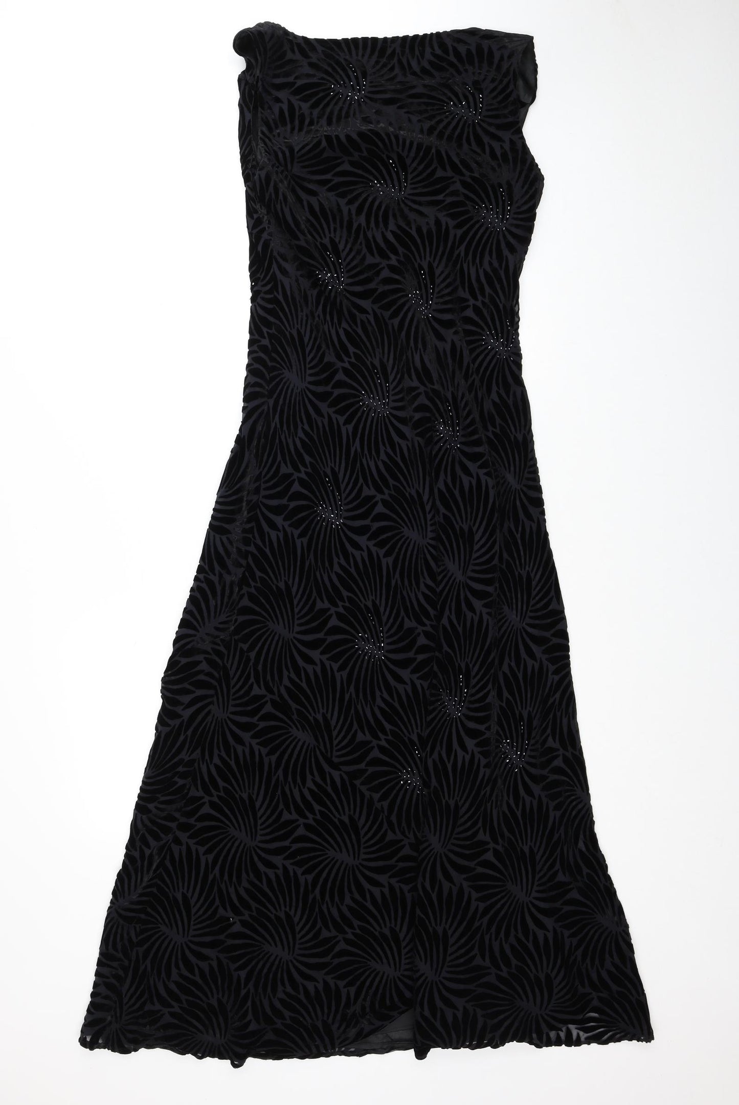 CC Womens Black Geometric Viscose A-Line Size 10 Boat Neck Pullover