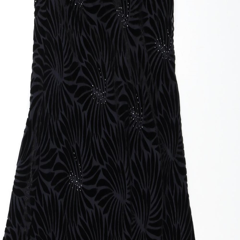 CC Womens Black Geometric Viscose A-Line Size 10 Boat Neck Pullover