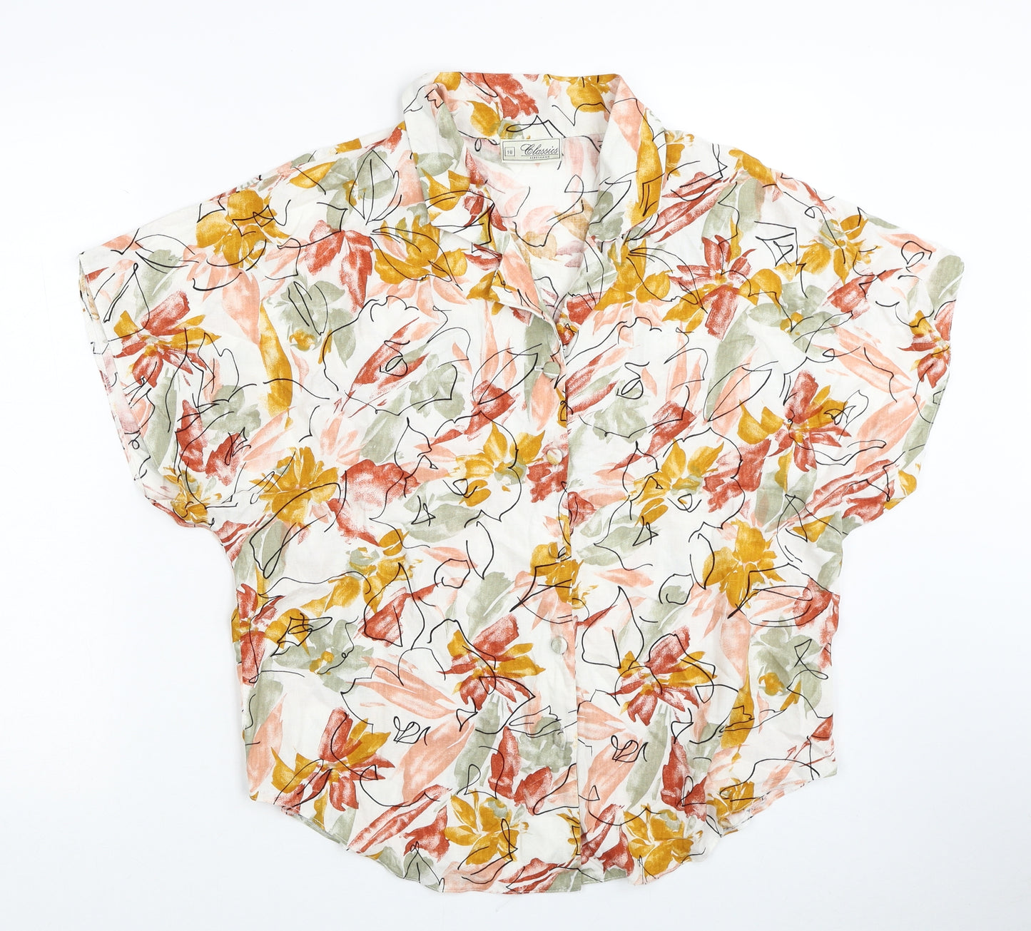 Debenhams Womens Multicoloured Floral Viscose Basic Button-Up Size 18 Collared