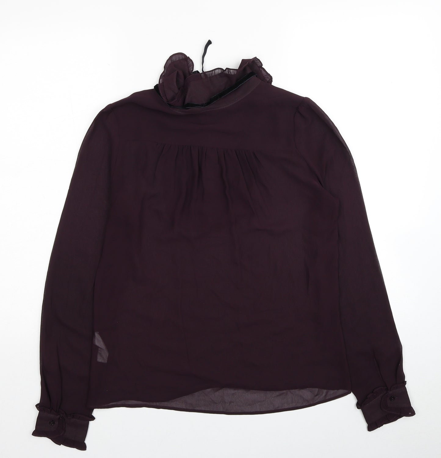 Topshop Womens Red Polyester Basic Blouse Size 8 Collared