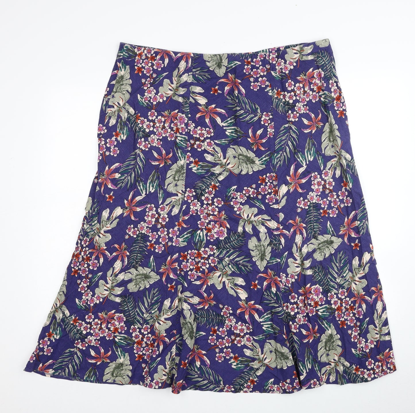 EWM Womens Blue Geometric Linen Trumpet Skirt Size 20