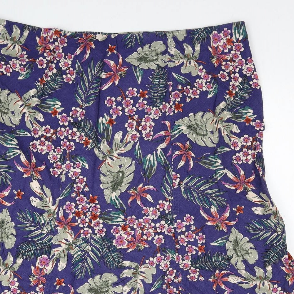 EWM Womens Blue Geometric Linen Trumpet Skirt Size 20