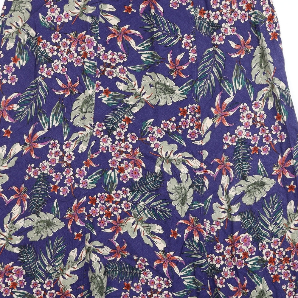 EWM Womens Blue Geometric Linen Trumpet Skirt Size 20