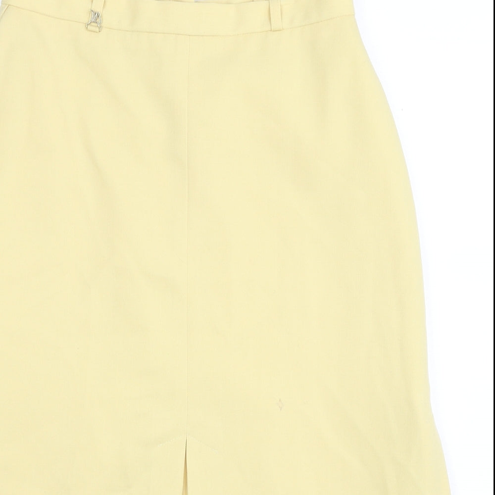 Jacques Vert Womens Yellow Polyester Flare Skirt Size 14 Zip