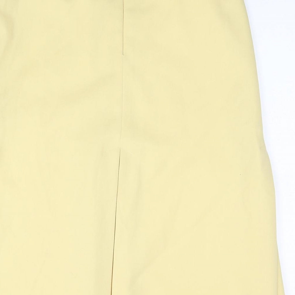 Jacques Vert Womens Yellow Polyester Flare Skirt Size 14 Zip