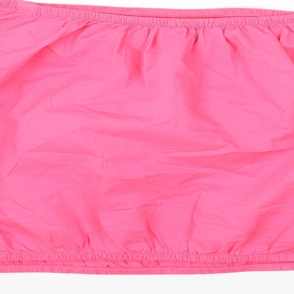 Marks and Spencer Womens Pink Cotton Cropped Blouse Size 20 Boat Neck - Flower Detail