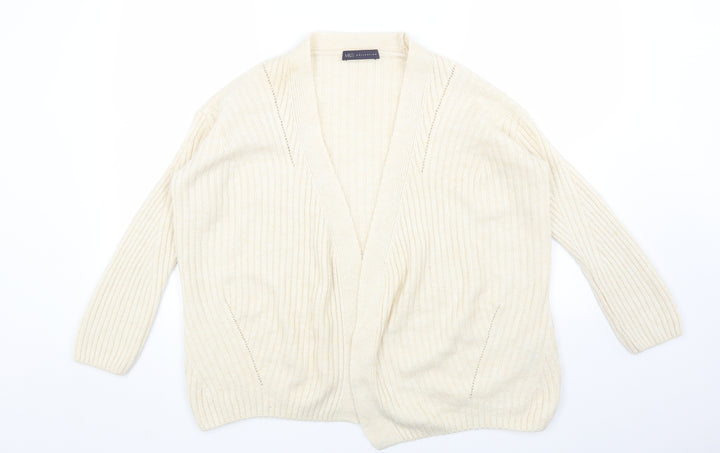 Marks and Spencer Womens White V-Neck Acrylic Cardigan Jumper Size S