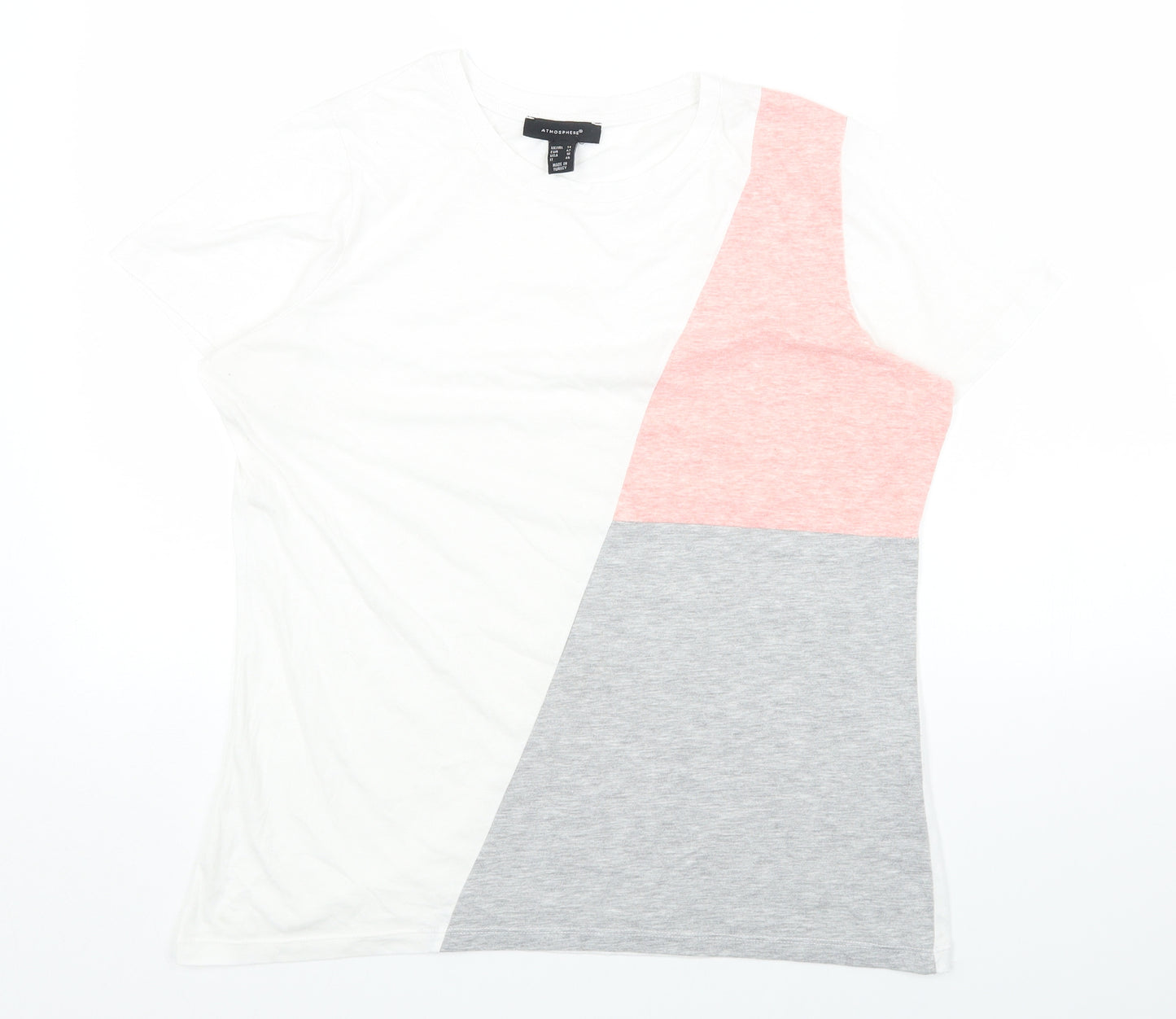 Primark Womens Multicoloured Colourblock Polyester Basic T-Shirt Size 14 Round Neck