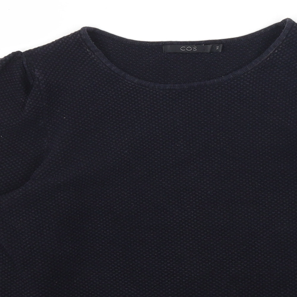 COS Womens Blue Round Neck Cotton Pullover Jumper Size XS