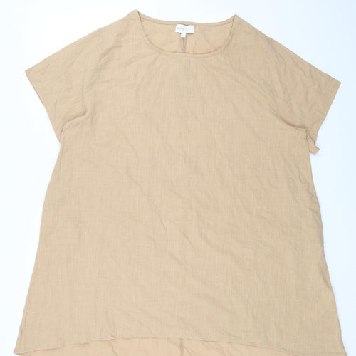 Apricot Womens Beige Cotton Basic Blouse Size M Round Neck