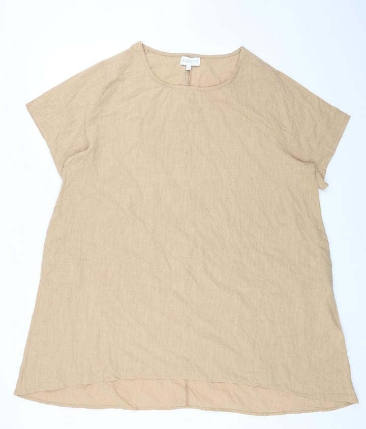 Apricot Womens Beige Cotton Basic Blouse Size M Round Neck