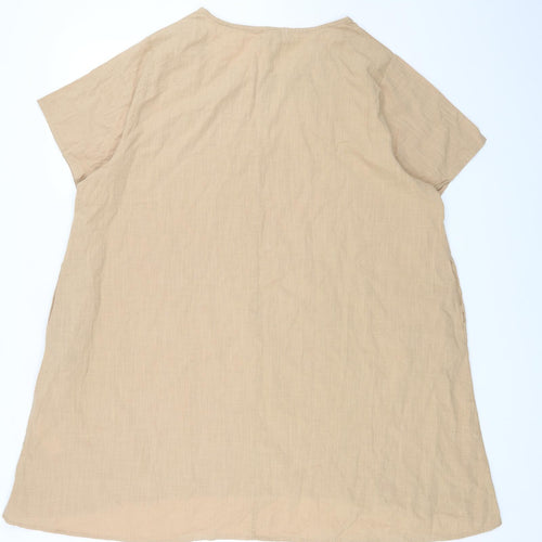 Apricot Womens Beige Cotton Basic Blouse Size M Round Neck