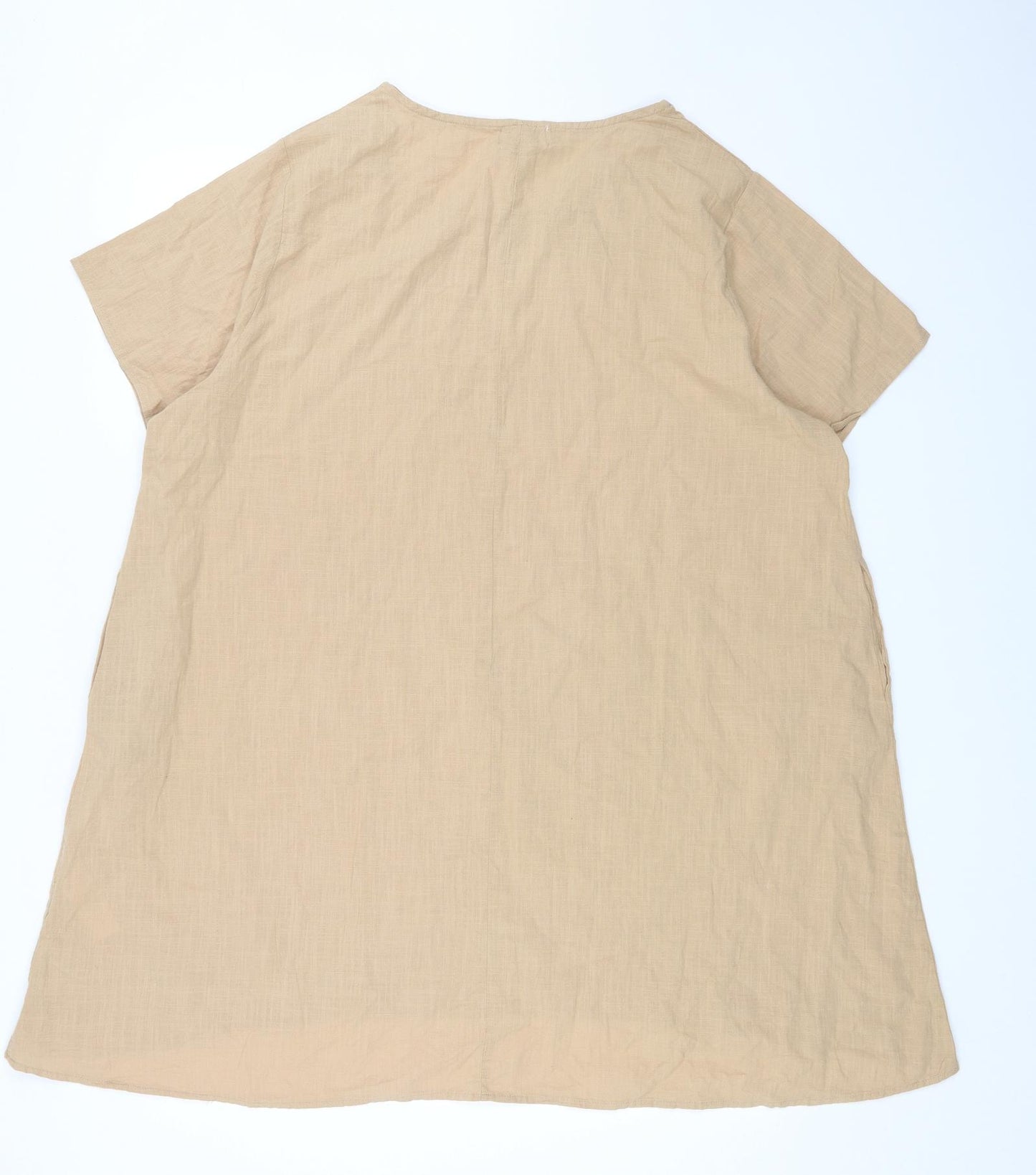 Apricot Womens Beige Cotton Basic Blouse Size M Round Neck