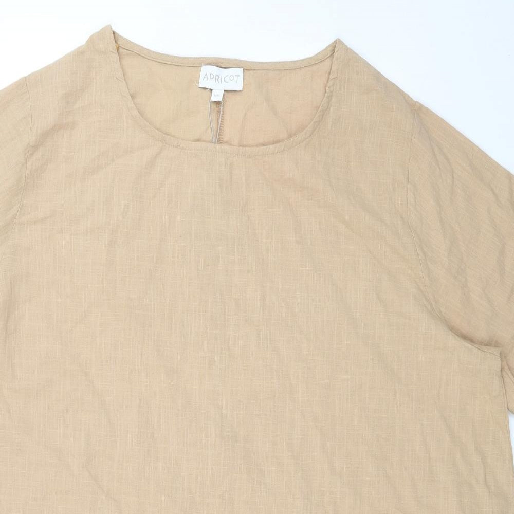 Apricot Womens Beige Cotton Basic Blouse Size M Round Neck