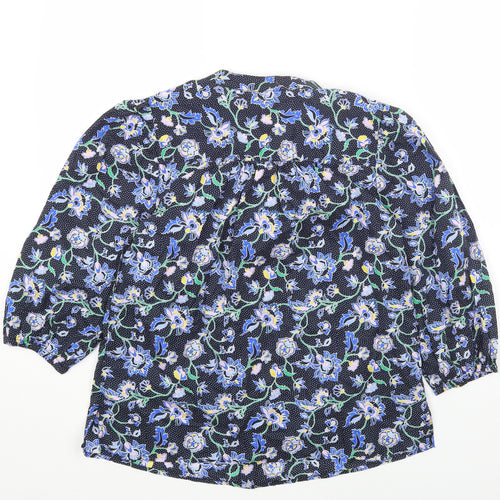 Marks and Spencer Womens Multicoloured Floral Cotton Basic Button-Up Size 8 Round Neck