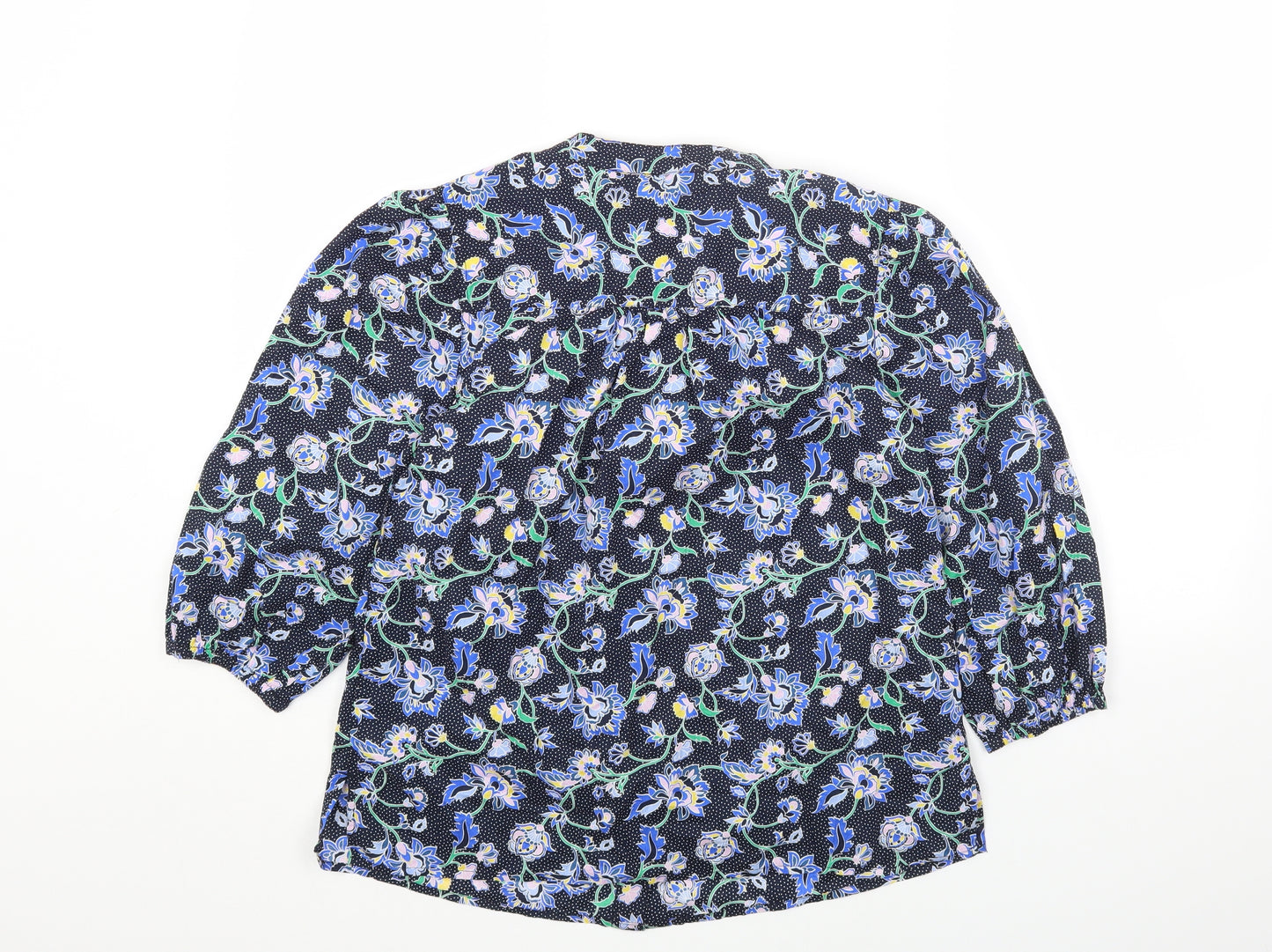 Marks and Spencer Womens Multicoloured Floral Cotton Basic Button-Up Size 8 Round Neck