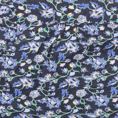 Marks and Spencer Womens Multicoloured Floral Cotton Basic Button-Up Size 8 Round Neck