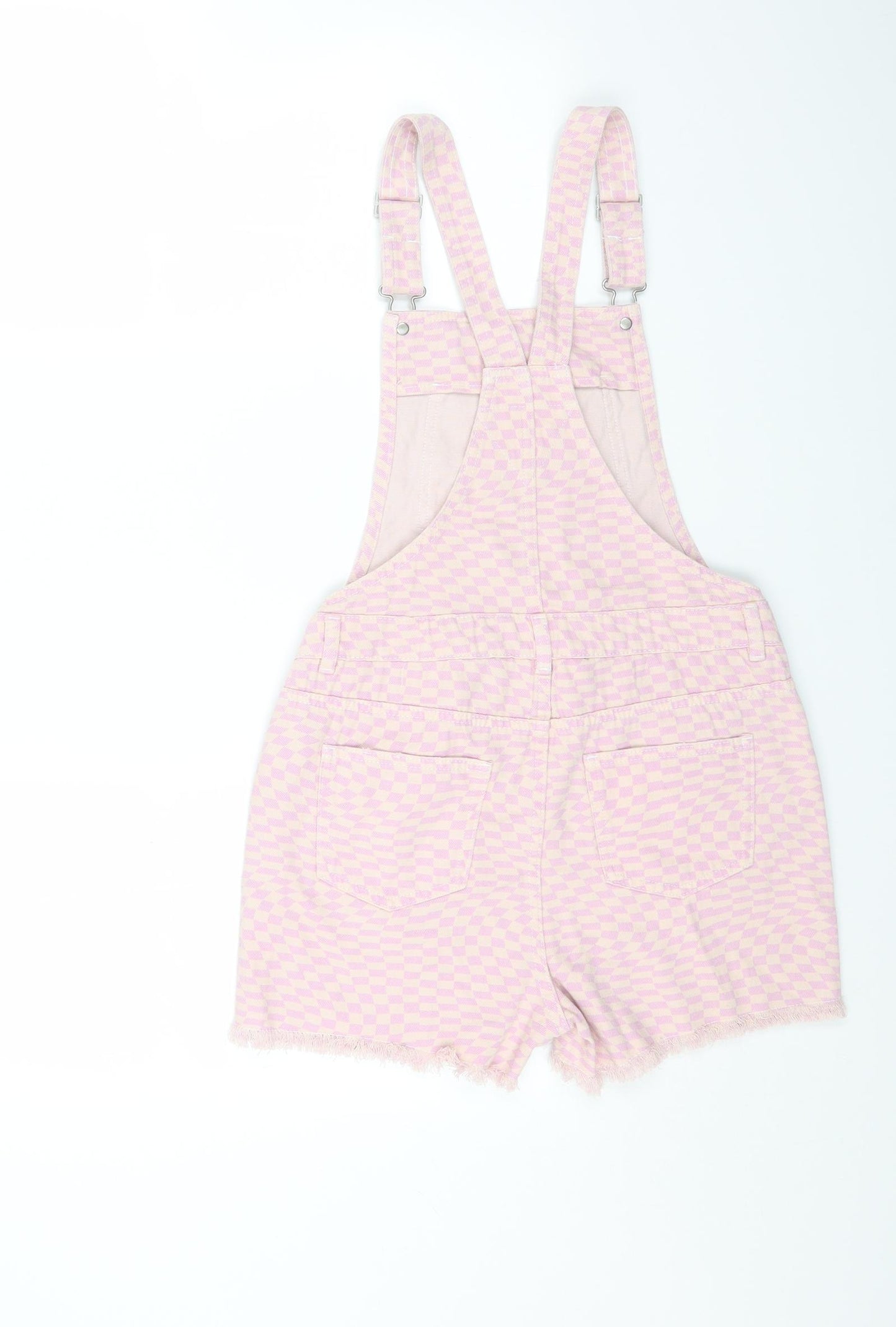 Marks and Spencer Girls Pink Geometric Cotton Shorts One-Piece Size 12-13 Years Hook & Eye