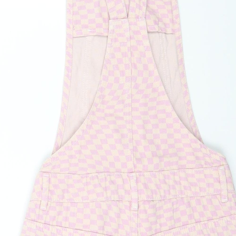 Marks and Spencer Girls Pink Geometric Cotton Shorts One-Piece Size 12-13 Years Hook & Eye