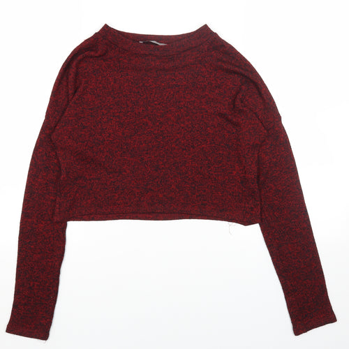Primark Womens Red Round Neck Viscose Pullover Jumper Size 6