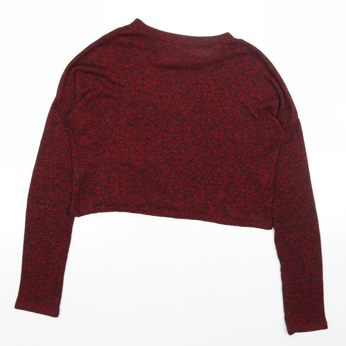 Primark Womens Red Round Neck Viscose Pullover Jumper Size 6