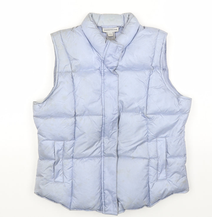 Warehouse Womens Blue Gilet Waistcoat Size 12 Zip