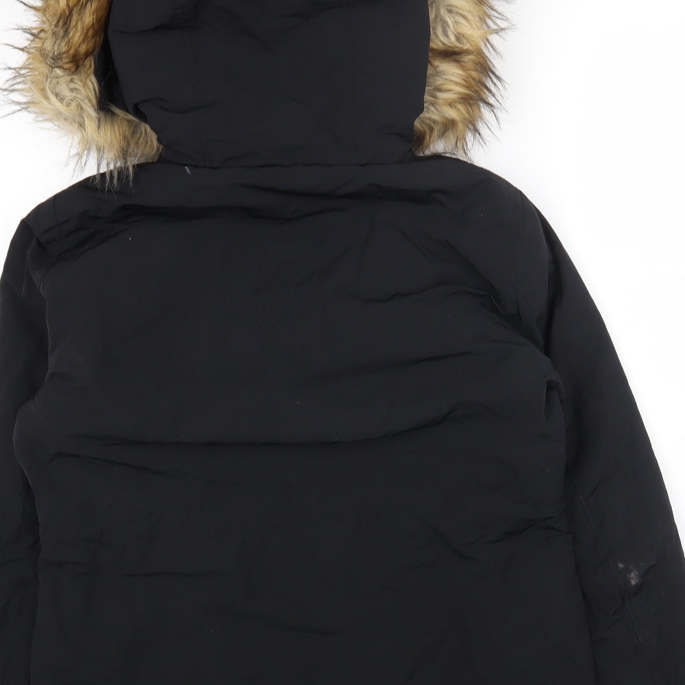 Topshop Womens Black Parka Coat Size 12 Zip