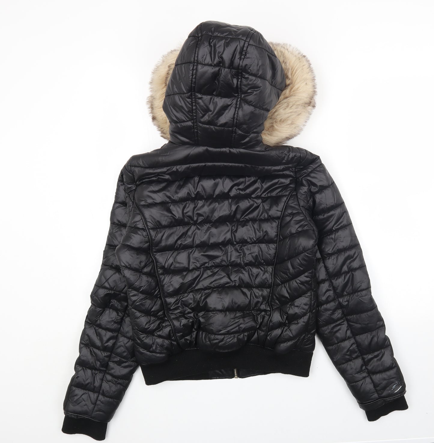 River Island Womens Black Parka Coat Size 8 Zip