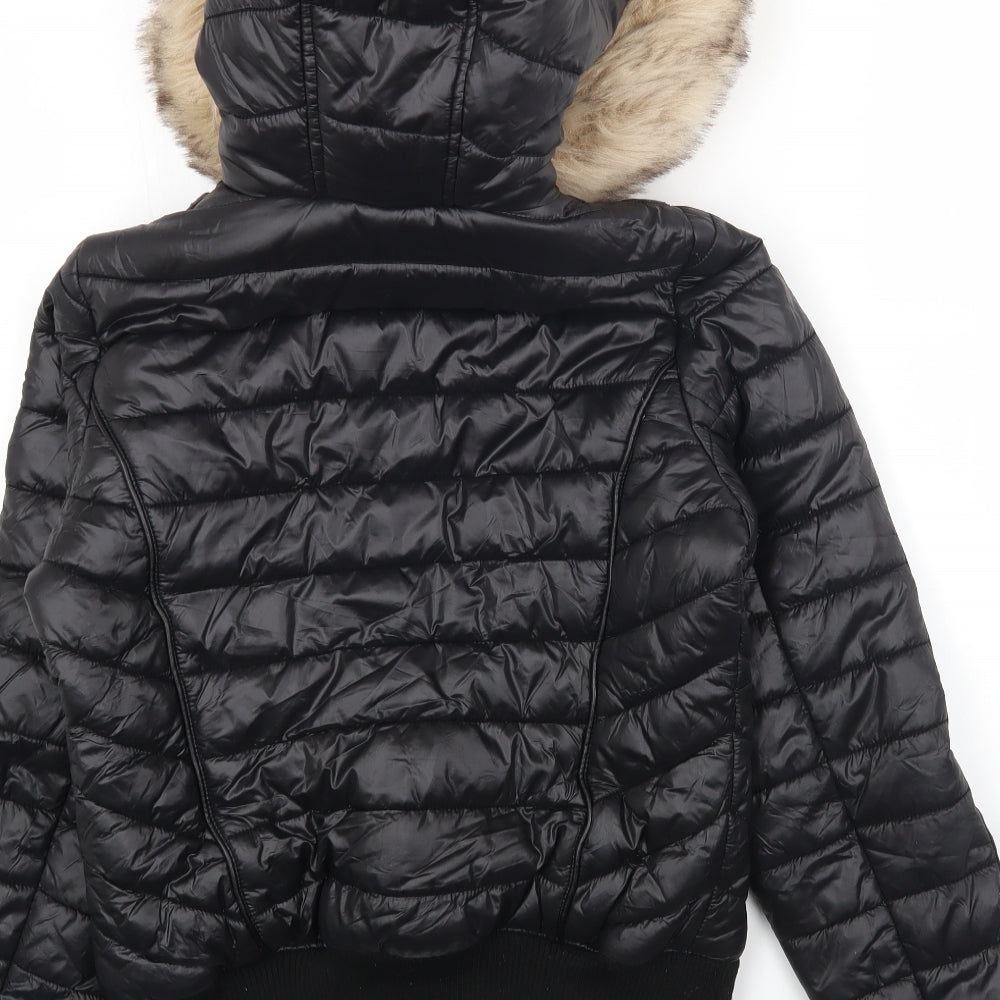 River Island Womens Black Parka Coat Size 8 Zip