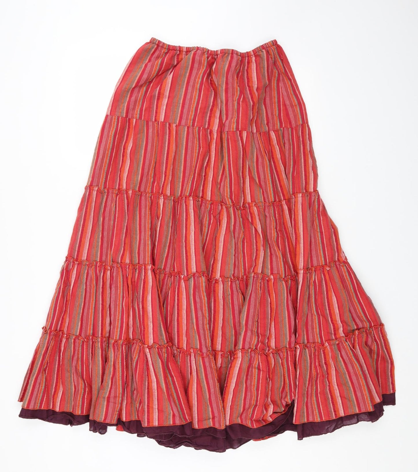 Preworn Womens Red Geometric Cotton Peasant Skirt Size 26 in