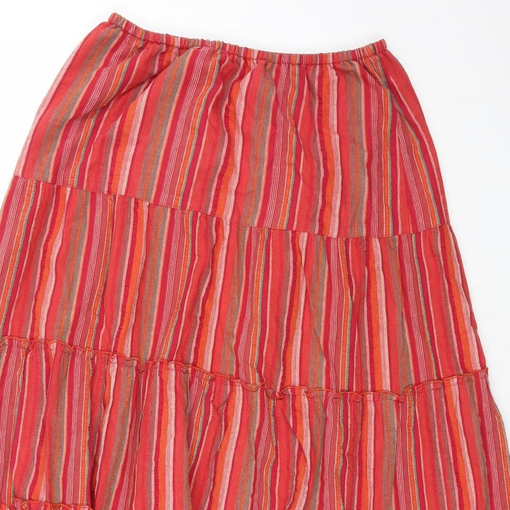 Preworn Womens Red Geometric Cotton Peasant Skirt Size 26 in