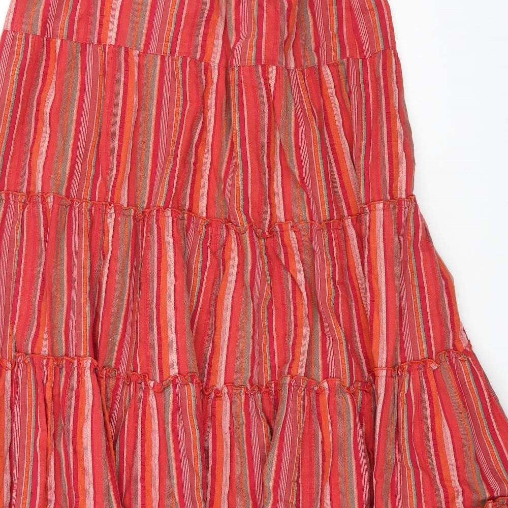 Preworn Womens Red Geometric Cotton Peasant Skirt Size 26 in